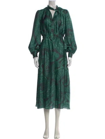 Pre-owned Etro Paisley Print Midi Length Dress In Green