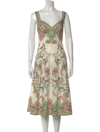 Pre-owned Etro Paisley Print Midi Length Dress In Green