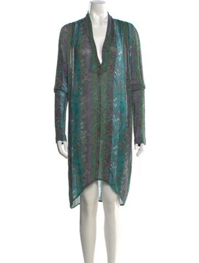 Pre-owned Etro Paisley Print Midi Length Dress In Green