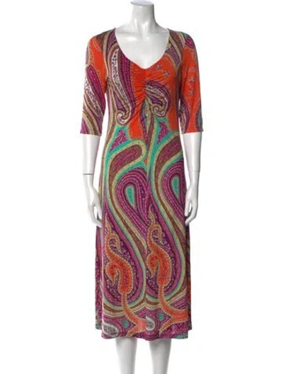 Pre-owned Etro Paisley Print Midi Length Dress In Multi