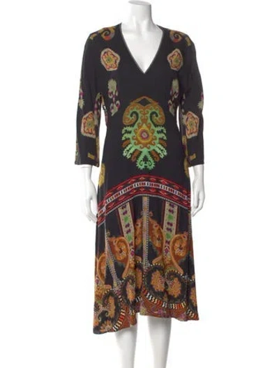 Pre-owned Etro Paisley Print Midi Length Dress In Multi