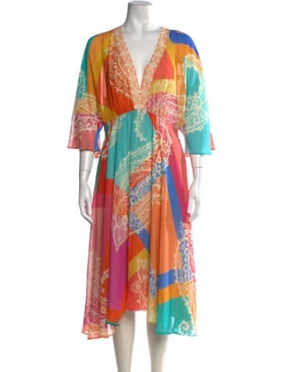 Pre-owned Etro Paisley Print Midi Length Dress In Multicolor