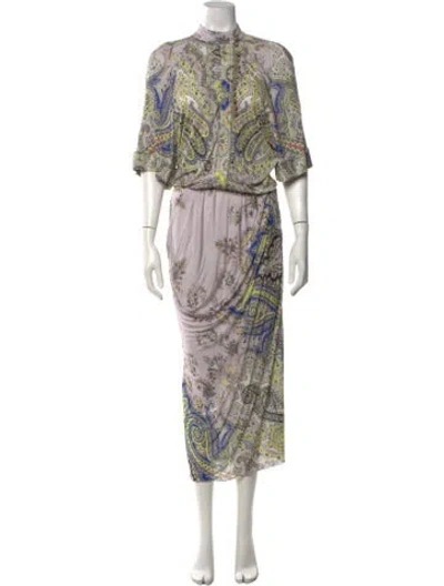 Pre-owned Etro Paisley Print Midi Length Dress In Multicolor
