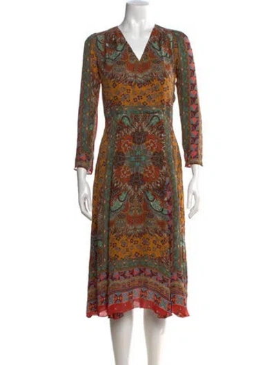 Pre-owned Etro Paisley Print Midi Length Dress In Orange