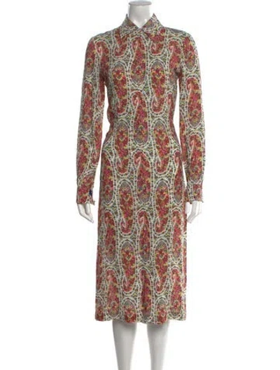 Pre-owned Etro Paisley Print Midi Length Dress In Pink