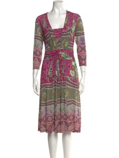 Pre-owned Etro Paisley Print Midi Length Dress In Pink