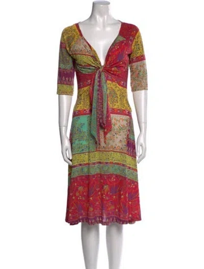 Pre-owned Etro Paisley Print Midi Length Dress In Pink
