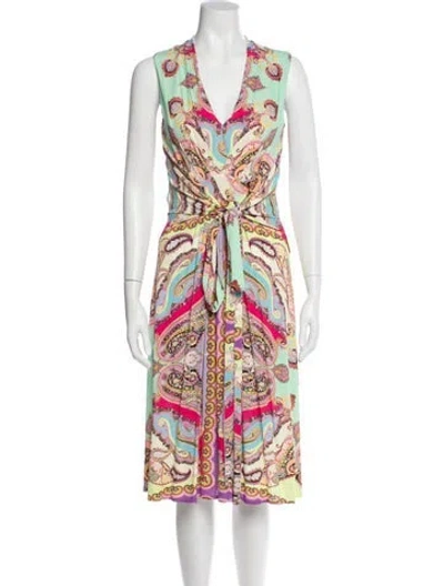 Pre-owned Etro Paisley Print Midi Length Dress In Pink