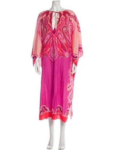 Pre-owned Etro Paisley Print Midi Length Dress In Pink
