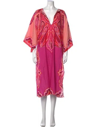 Pre-owned Etro Paisley Print Midi Length Dress In Pink