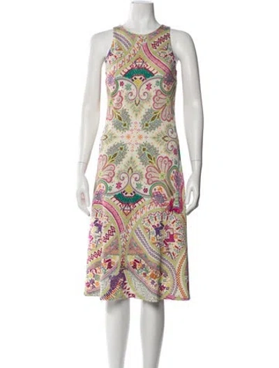 Pre-owned Etro Paisley Print Midi Length Dress In Purple