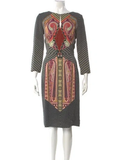 Pre-owned Etro Paisley Print Midi Length Dress W/ Tags