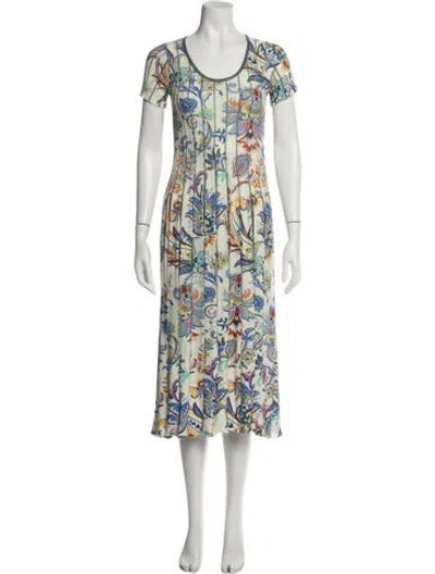 Pre-owned Etro Paisley Print Midi Length Dress W/ Tags In Blue