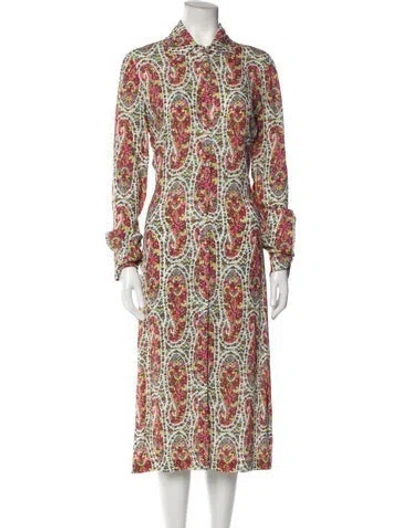 Pre-owned Etro Paisley Print Midi Length Dress W/ Tags In Green