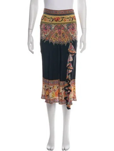 Pre-owned Etro Paisley Print Midi Length Skirt In Black