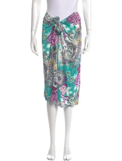 Pre-owned Etro Paisley Print Midi Length Skirt In Blue