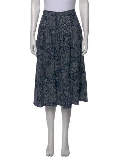 Pre-owned Etro Paisley Print Midi Length Skirt In Blue