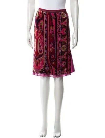 Pre-owned Etro Paisley Print Midi Length Skirt In Red