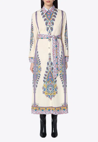 ETRO PAISLEY PRINT MIDI SHIRT DRESS