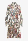 Etro White Printed Viscose Midi Dress In Multicolor