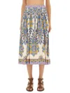 Etro Paisley Print Cotton Midi Skirt In Multi