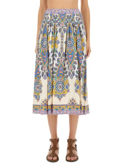 Etro Paisley Print Midi Skirt In Multi