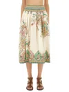 Etro Paisley Print Midi Skirt In Neutral