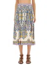 Etro Paisley Print Cotton Midi Skirt In Multi