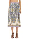 Etro Paisley Print Cotton Midi Skirt