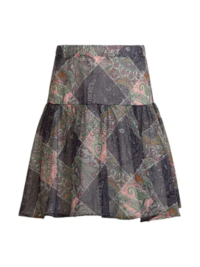 Etro Kids' Paisley-print Midi Skirt In Blue