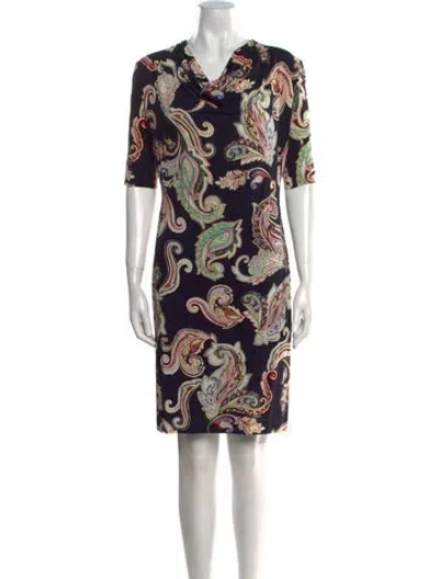 Pre-owned Etro Paisley Print Mini Dress In Black