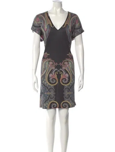 Pre-owned Etro Paisley Print Mini Dress In Black