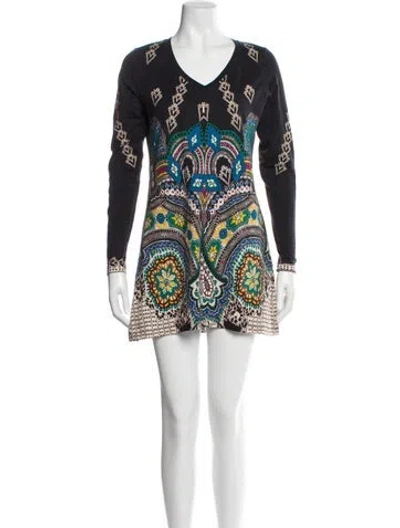 Pre-owned Etro Paisley Print Mini Dress In Black