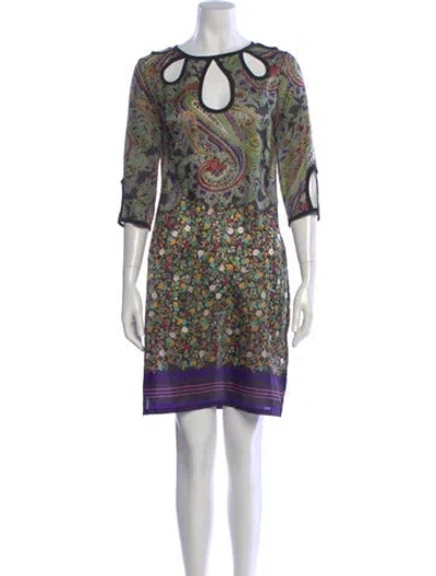 Pre-owned Etro Paisley Print Mini Dress In Black