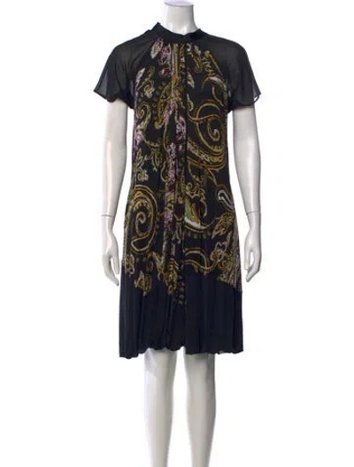 Pre-owned Etro Paisley Print Mini Dress In Black
