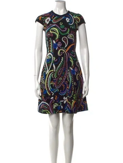 Pre-owned Etro Paisley Print Mini Dress In Black