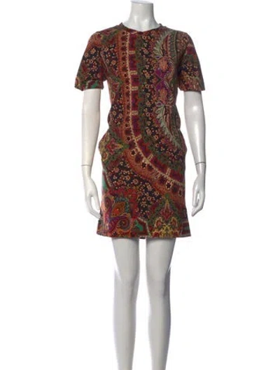 Pre-owned Etro Paisley Print Mini Dress In Black