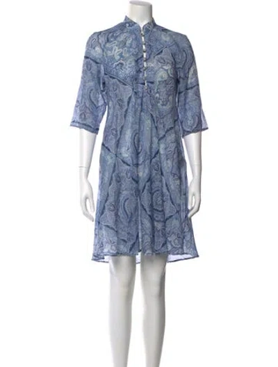 Pre-owned Etro Paisley Print Mini Dress In Blue
