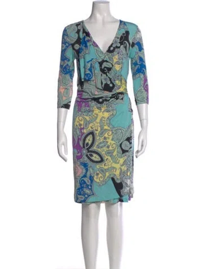 Pre-owned Etro Paisley Print Mini Dress In Blue