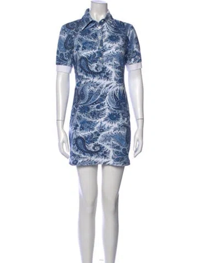 Pre-owned Etro Paisley Print Mini Dress In Blue
