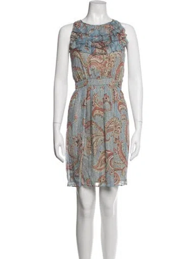 Pre-owned Etro Paisley Print Mini Dress In Blue
