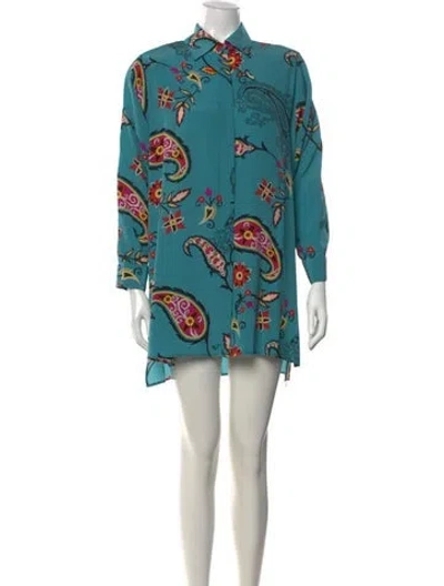 Pre-owned Etro Paisley Print Mini Dress In Blue