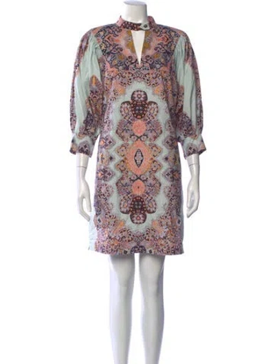 Pre-owned Etro Paisley Print Mini Dress In Blue