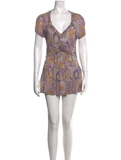 Pre-owned Etro Paisley Print Mini Dress In Gray