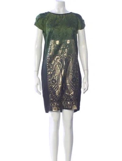 Pre-owned Etro Paisley Print Mini Dress In Green