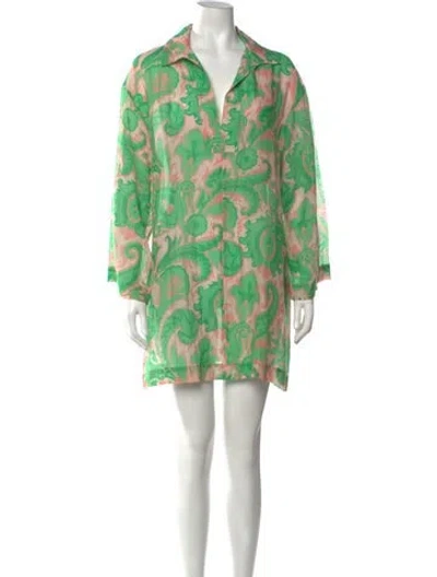 Pre-owned Etro Paisley Print Mini Dress In Green