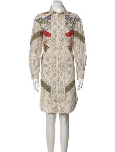 Pre-owned Etro Paisley Print Mini Dress In Neutral
