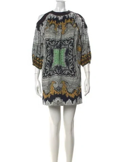 Pre-owned Etro Paisley Print Mini Dress In Neutral