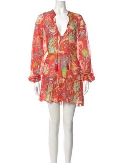 Pre-owned Etro Paisley Print Mini Dress In Orange