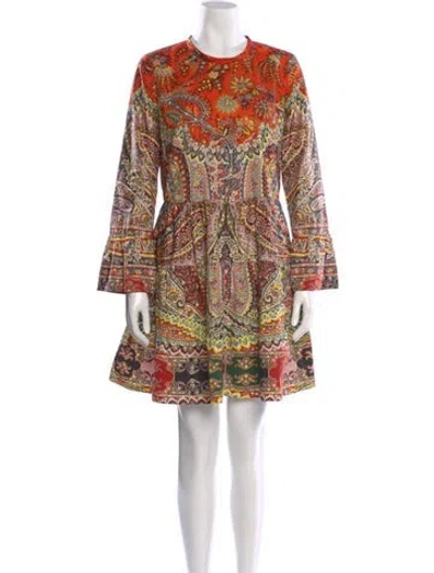 Pre-owned Etro Paisley Print Mini Dress In Orange